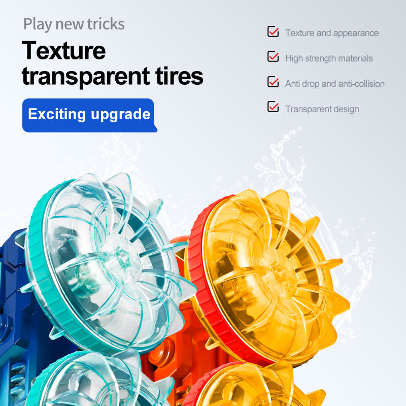 Colorful light wheel double-sided stunt amphibious remote control car watch dual control four-wheel drive power