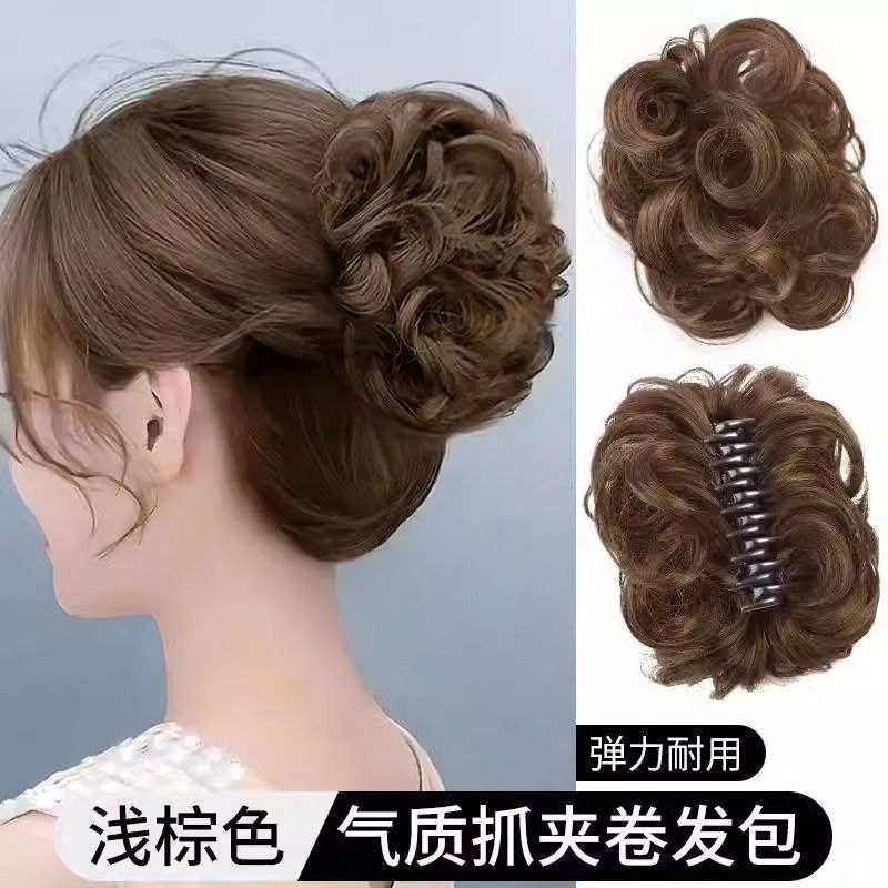 Women's Hair Clip Hair Ring Hair Bun Hairpiece Short Curly Hair Clip Hair Bun Fluffy Hairpiece Hair Ring
