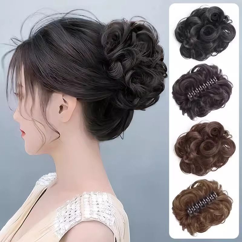 Women's Hair Clip Hair Ring Hair Bun Hairpiece Short Curly Hair Clip Hair Bun Fluffy Hairpiece Hair Ring