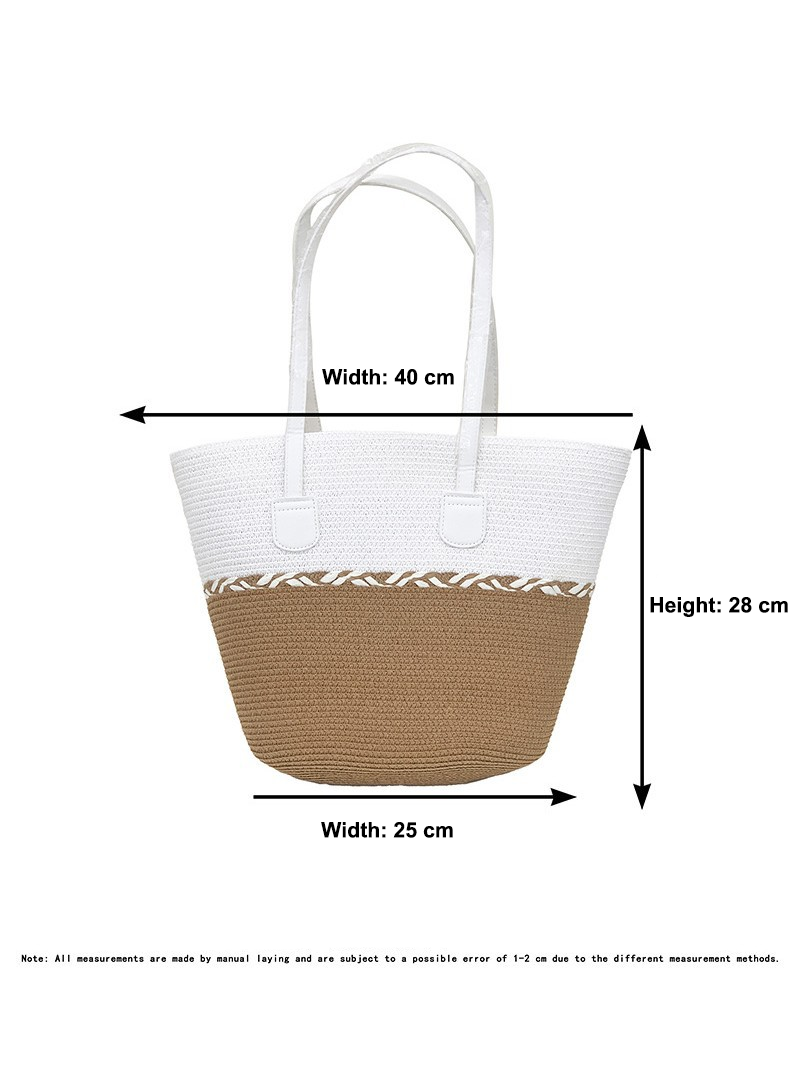 Straw Bag and Hat Set for Women, Beach Vacation, Versatile Sun Protection Wide Brim Hat, Commute Travel Large Capacity Tote Bag