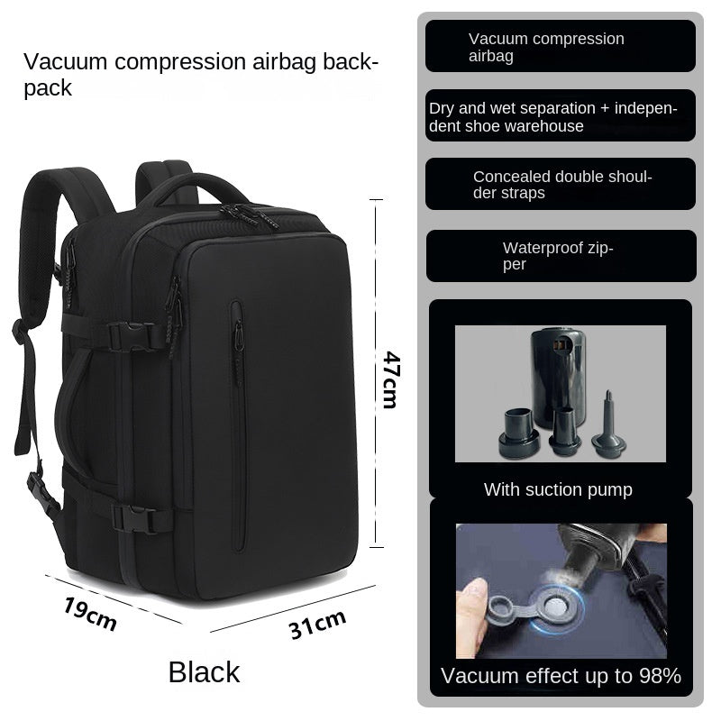 Inflatable Backpack with Expandable Large Capacity Vacuum Compression Dry-Wet Separation Storage Business Backpack
