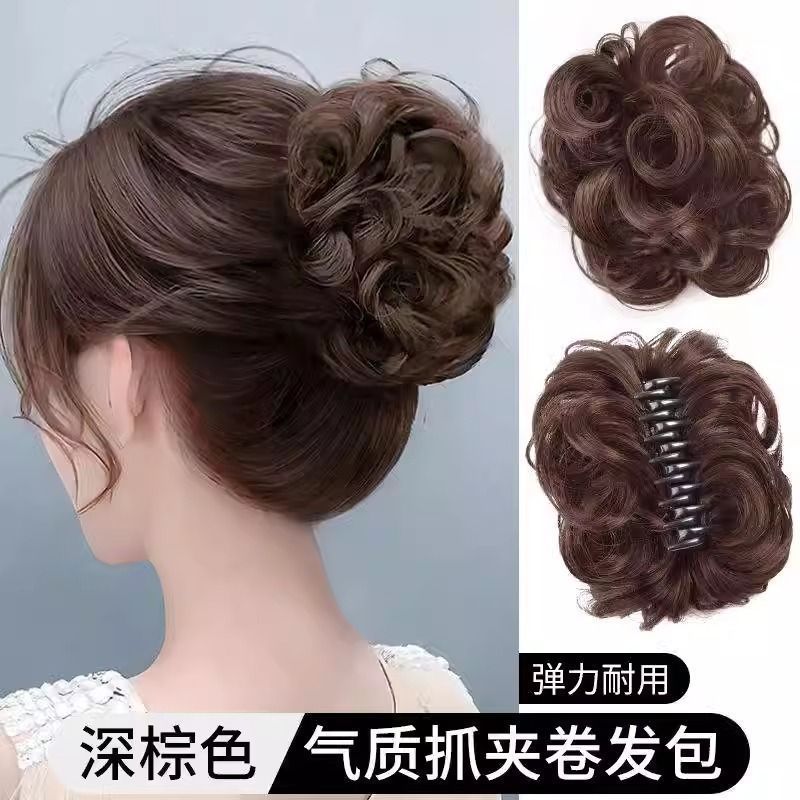 Women's Hair Clip Hair Ring Hair Bun Hairpiece Short Curly Hair Clip Hair Bun Fluffy Hairpiece Hair Ring